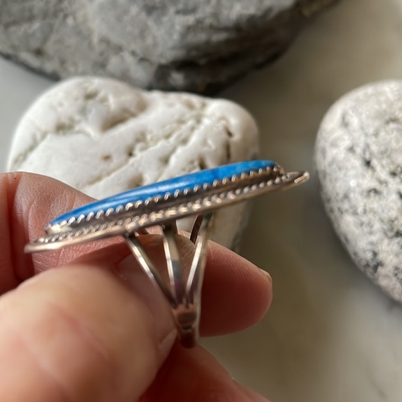 SOLD Native American Vintage Denim Lapis Ring - Picture 9 of 9
